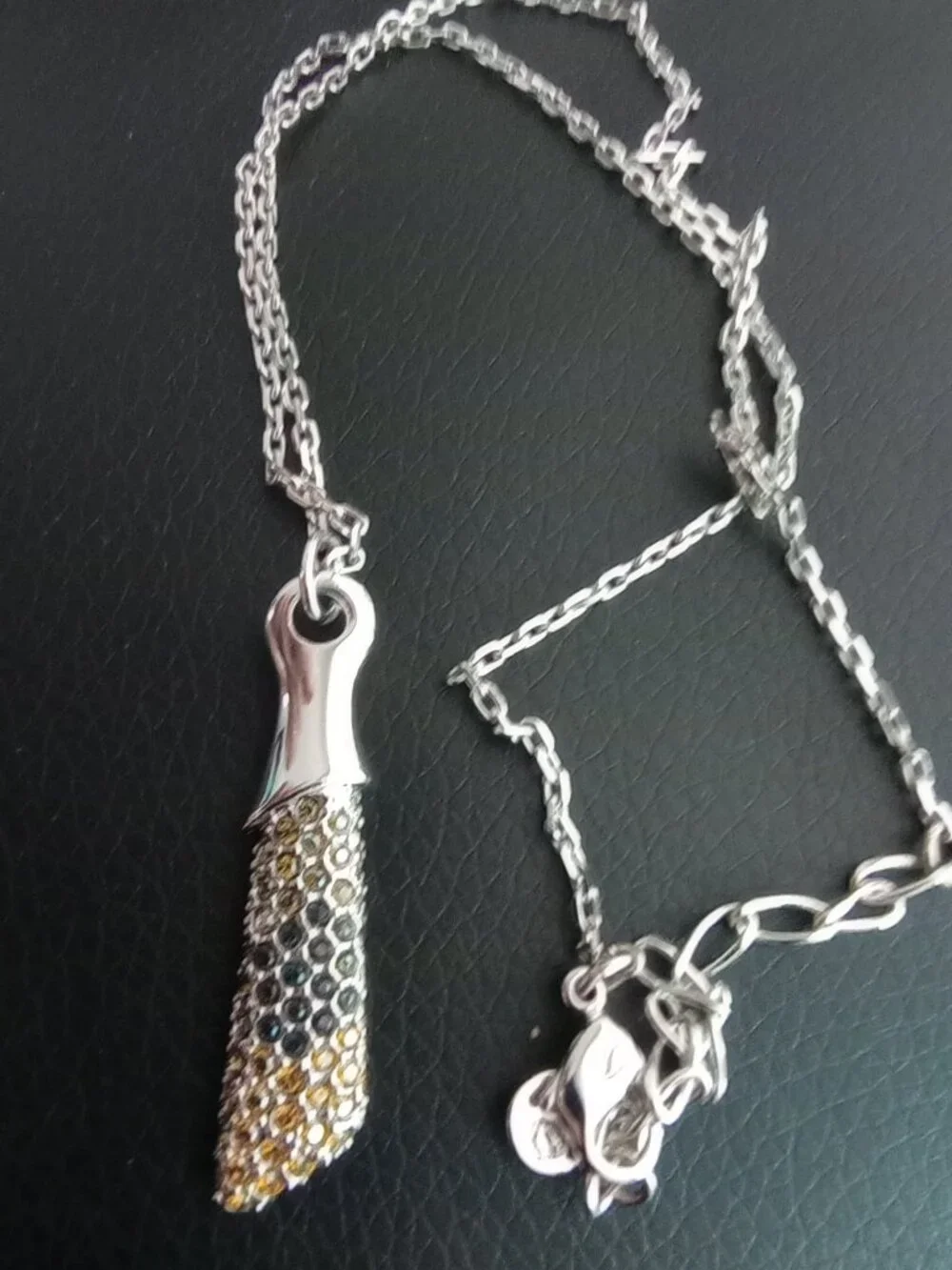 Swarovski crystal ombre effect drop pendant, sterling silver, pave set signed